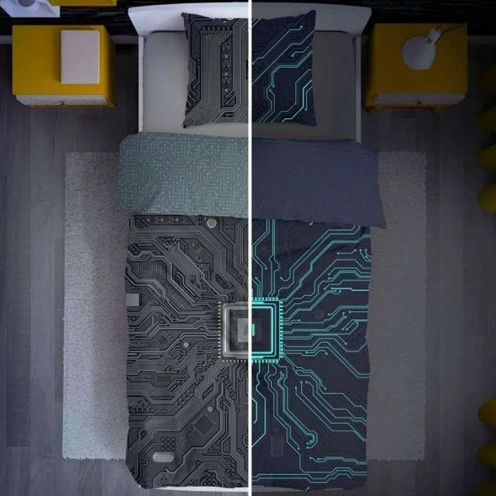 Bavlnené posteľné obliečky AI Technológia - so svietiacim efektom - 100% bavlna - 70 x 90 cm + 140 x 200 cm