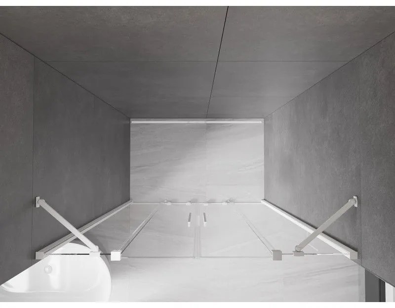 Mexen Velar Duo, posuvné dvere do otvoru 160x200 cm, 8mm číre sklo, biela, 871-160-000-02-20