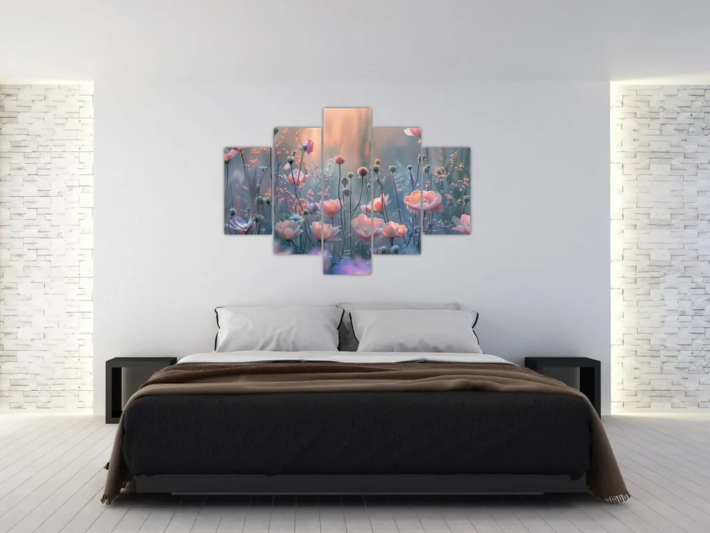 Obraz - Kvety v pastelových farbách (150x105 cm)