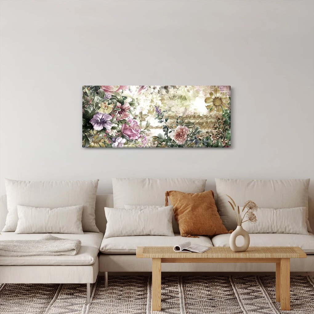 Obraz - Dizajnové kvety (120x50 cm)