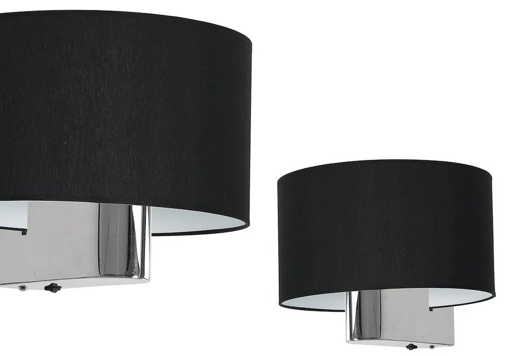 Nástenné svietidlo Casino, 1x čierne textilné tienidlo, ch