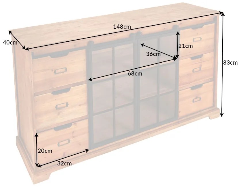Dizajnová komoda Santuzza 148 cm jedľa