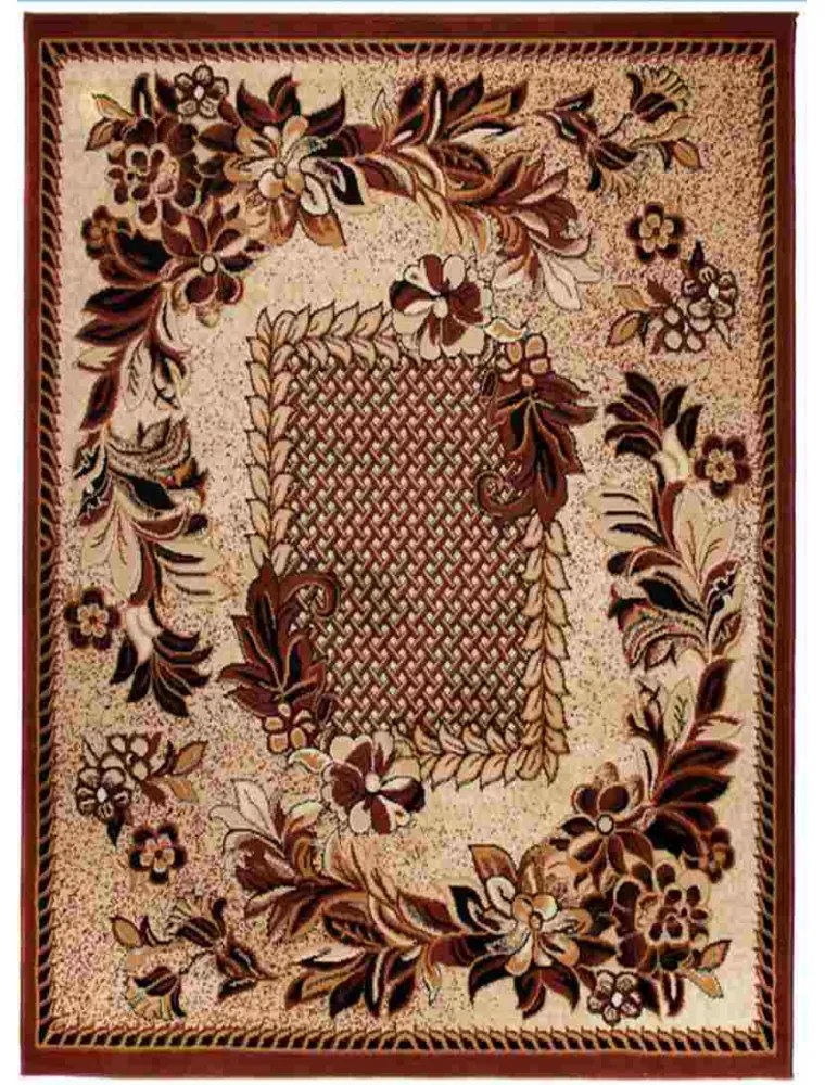 Kusový koberec PP Kvety hnedý, Velikosti 150x300cm