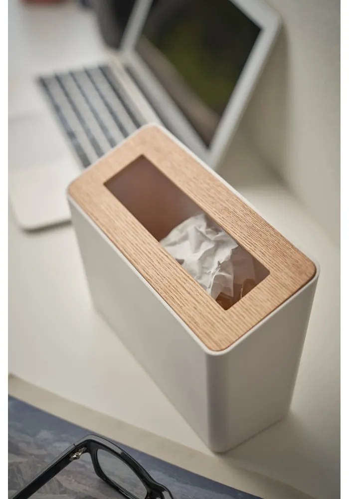 Biely stolový kôš na odpadky Yamazaki Rin, 2,3 l