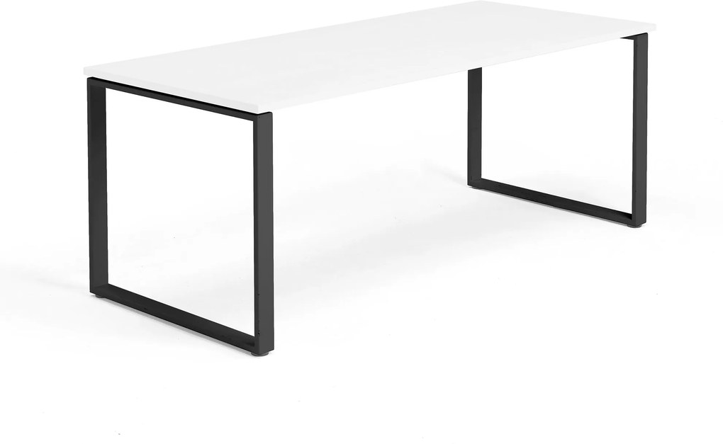 Kancelársky pracovný stôl Modulus, O-rám, 1800x800 mm, biela/čierna