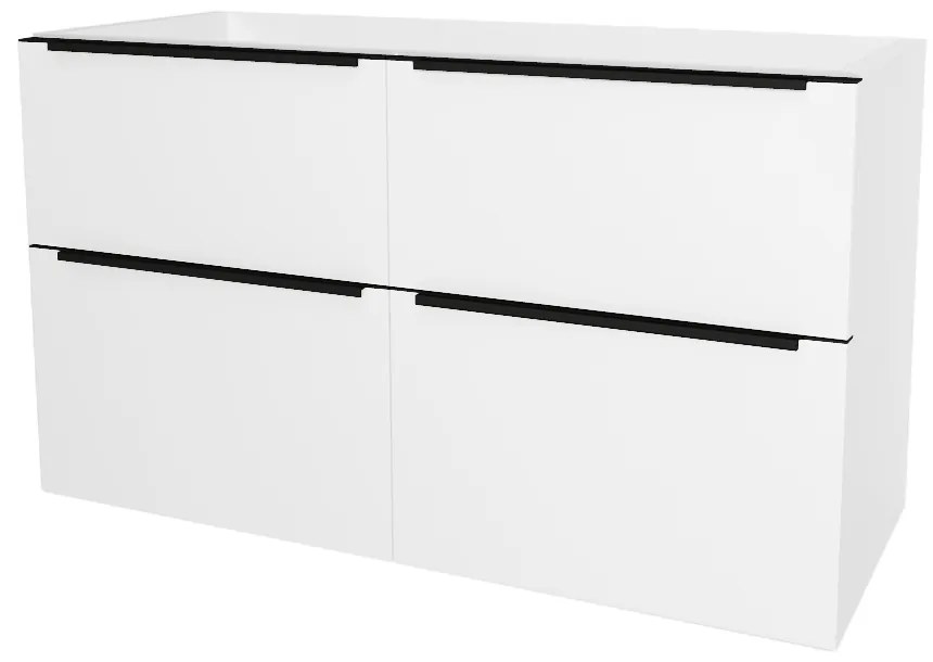 Mereo, Mereo Mailo, kúpeľňová skrinka 121 cm, čierne madlo, Multidecor, Biela vysoký lesk perlička, MER-CN593SBBIEL
