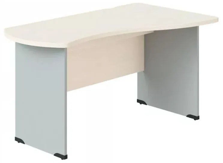 Kancelársky stôl BERN - drevená podnož, pravý, dĺžka 1600 mm, breza
