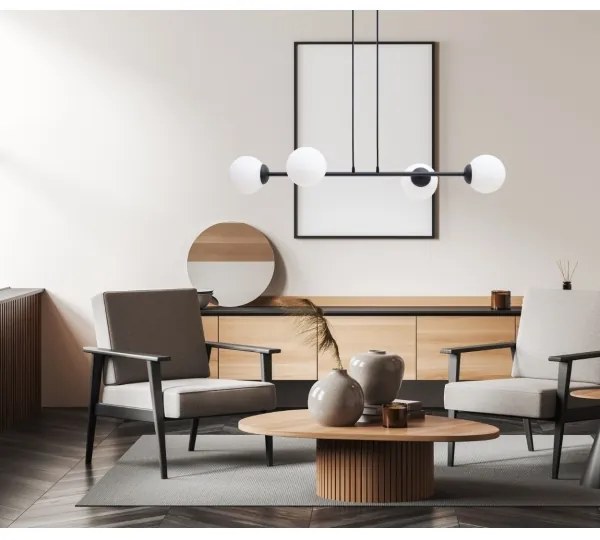 Luster na lanku FIRA 4xE27/60W/230V čierna