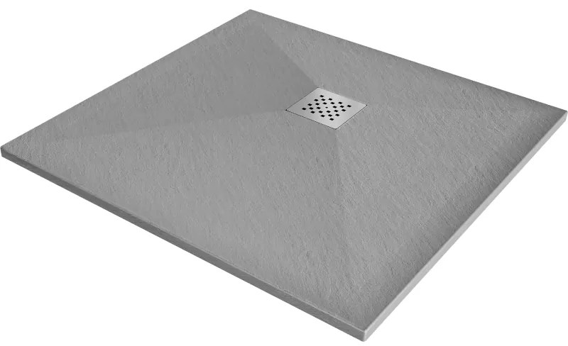 Mexen Stone+, štvorcová vanička z minerálneho kompozitu 80 x 80 cm, šedá-betónová, 44618080