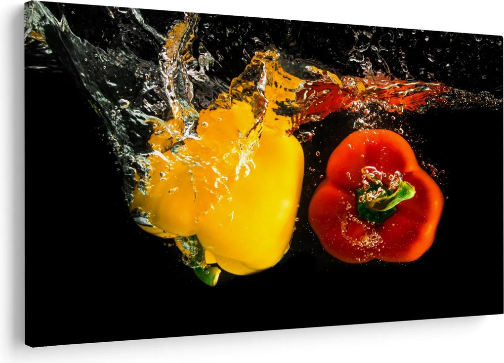 Obraz - papriky vo vode (90x60 cm)