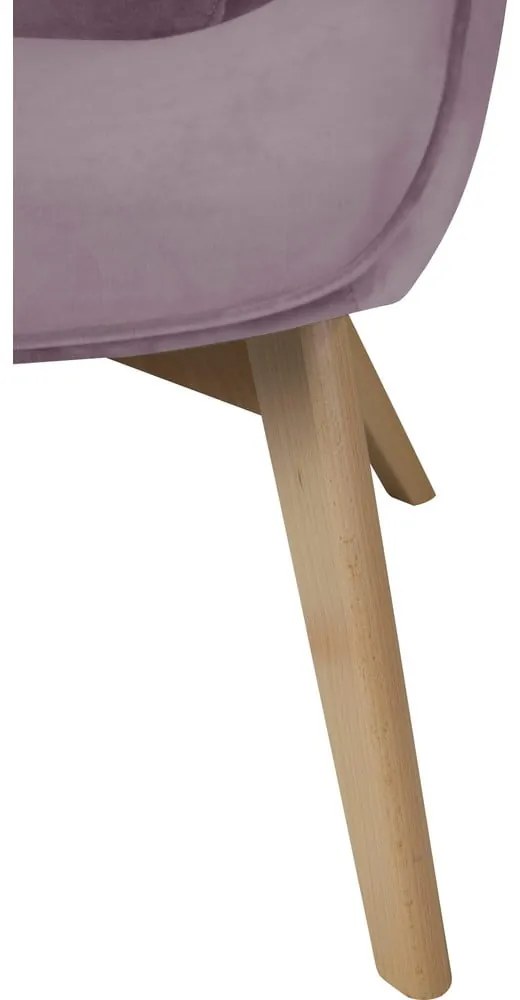 Zamatové kreslo s podnožkou v levanduľovej farbe Niko – Ropez