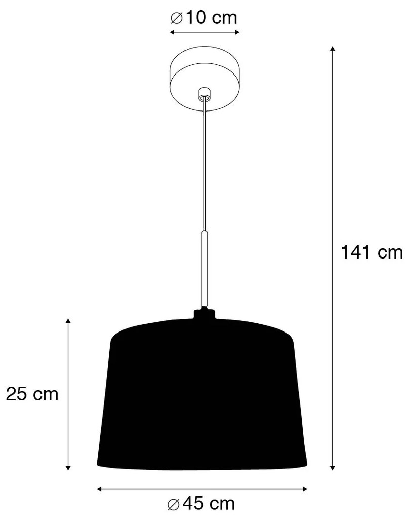 Moderné závesné svietidlo čierne s tienidlom 45 cm biele - Combi 1