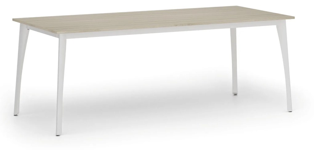 Rokovací stôl PRIMO OMEGA, 2000 x 900 mm, biela podnož, dub prírodný
