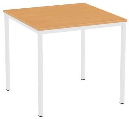 Jedálenský stôl Versys s bielym podnožím RAL 9003, 80 x 80 x 74,3 cm, buk