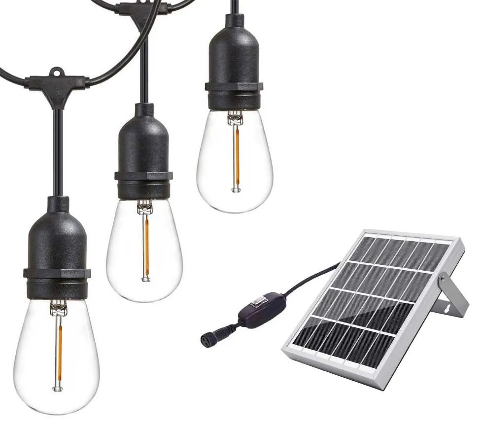 Bezdoteku LEDSolar 10 solárne reťaz s žiarovkami, 10x E27 LED žiarovky, IPRO, 6W, teplá farba