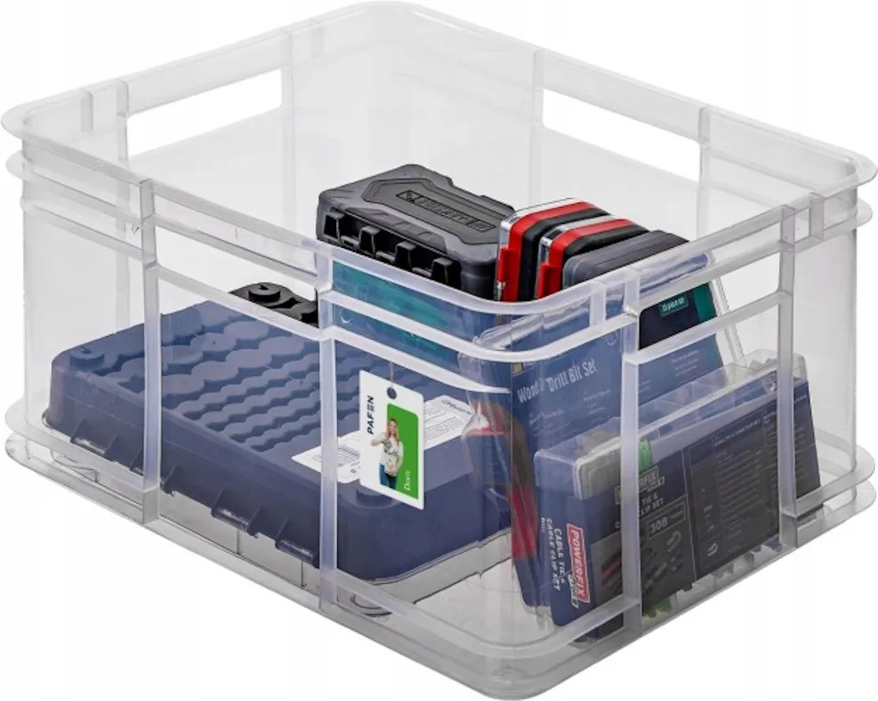 Keeeper Úložný box pro domácnost i dílnu, BRUNO XL, 28L, 43 x 35 x 24 cm, transparentní