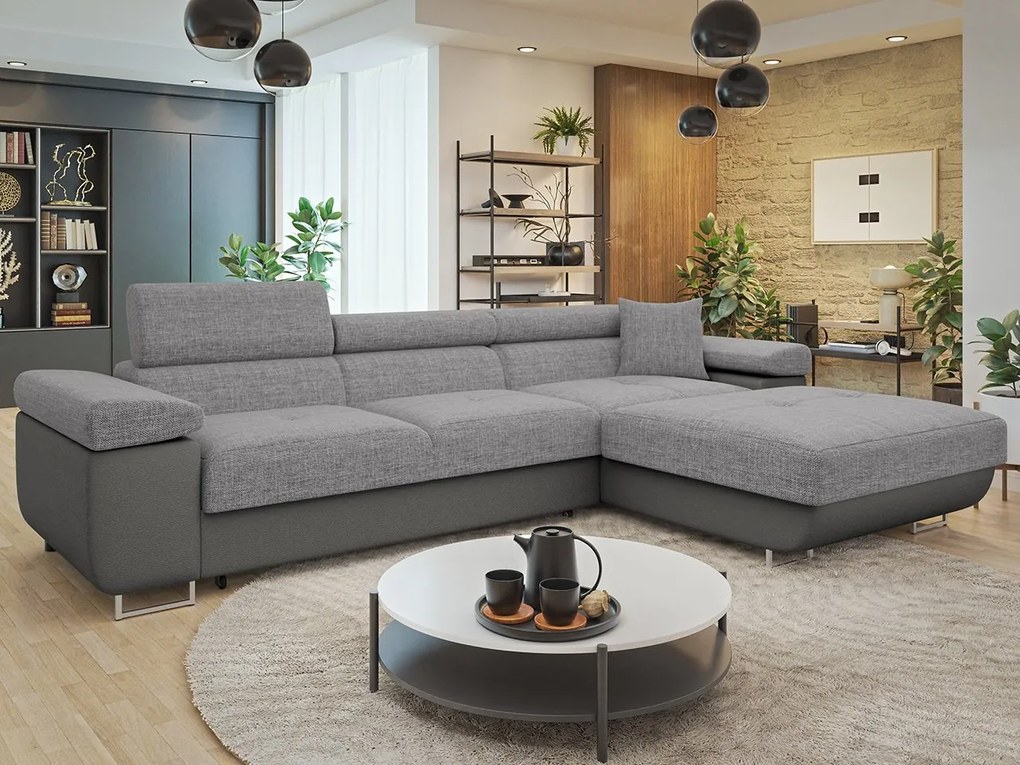 Rohová rozkladacia sedačka v tvare L Torezio Mini, Dostupné poťahy: ekokoža Soft 017 (biela) + Lux 05, Strana: ľavá