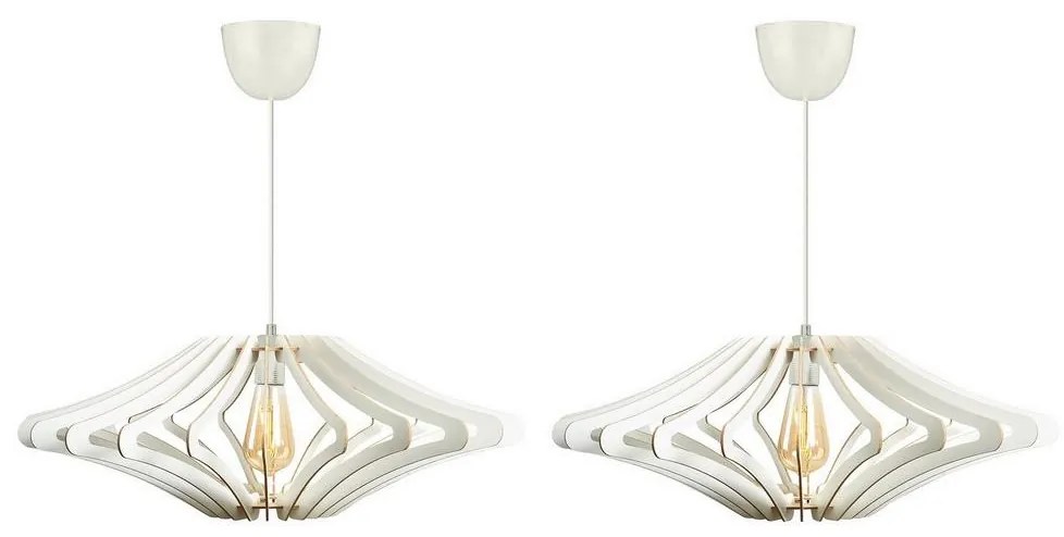 SADA 2x Luster na lanku 1xE27/60W/230V biela pr. 47 cm