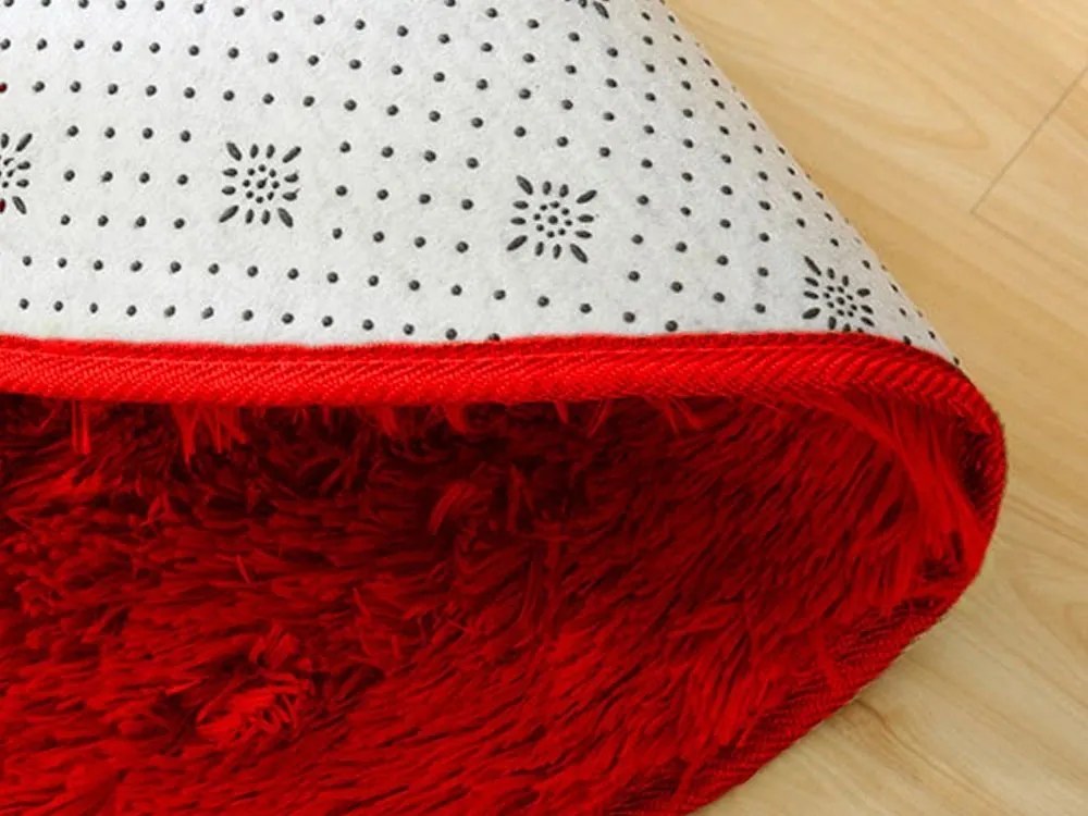 Červený okrúhly shaggy koberec Lana Rozmer: 100 cm