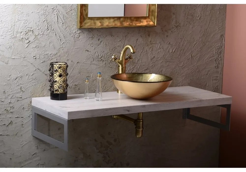 Sklenené okrúhle umývadlo v zlatej farbe ø 42 cm Fianna – Sapho