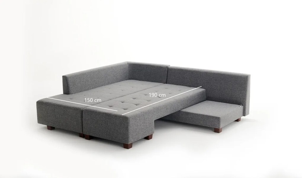 Rohová rozkladacia pohovka Manama sivá II ľavá