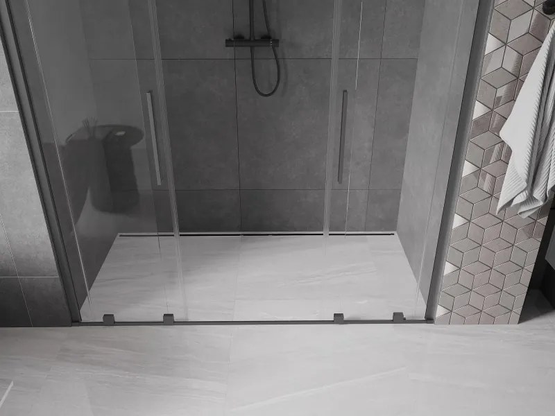 Mexen Velar Duo, posuvné sprchové dvere do otvoru 180 cm, 8mm číre sklo, brúsený grafit, 871-180-000-02-95