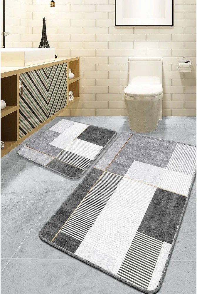 Sivé kúpeľňové predložky v súprave 2 ks 60x100 cm Pendor – Foutastic