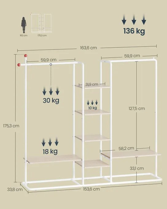 Otvorená šatníková skriňa RGR012K01