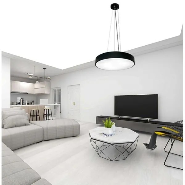 LED Stmievateľný luster na lanku LED/50W/230V 3000-6500K čierna + diaľkové ovládanie