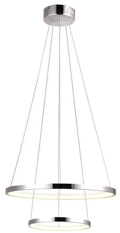 Candellux Chrómové závesné LED svietidlo Lune okrúhly 50cm 40W 32-64769
