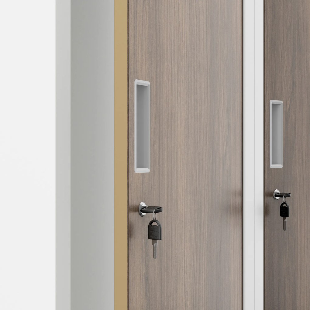 Zamestnanecká skrinka štvorkomorová biela/orech, 800x1800x500 mm: KACPER Eco Design