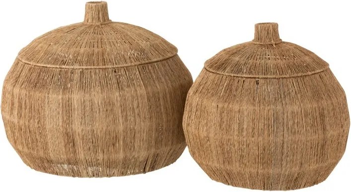 2ks prírodné jutové košíky s vrchnákmi Dantya - Ø 55 * 45 cm