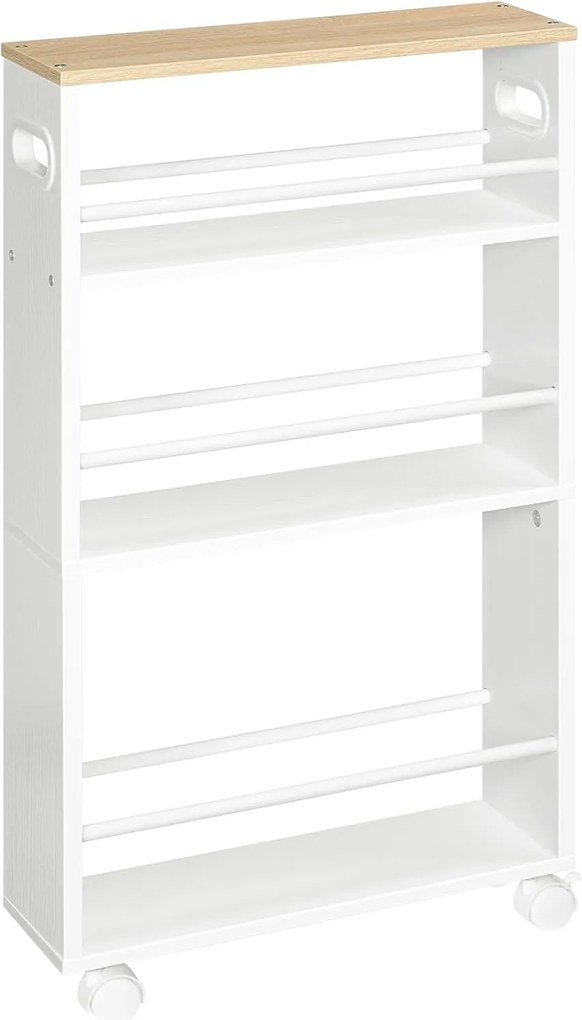 Úzky pojazdný kuchynský regál Vasagle Tonari 45 cm biely/hnedý