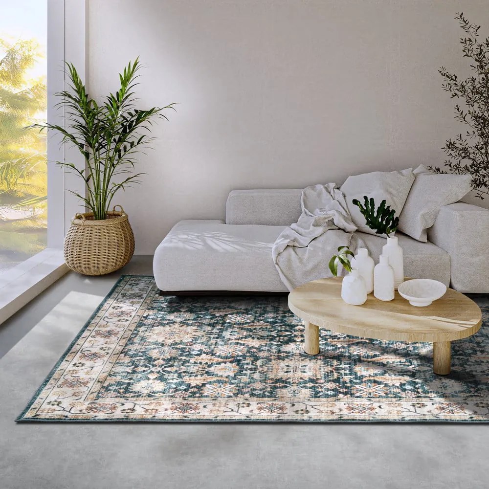 Modrý koberec 80x150 cm Saveh Blue Cream – Elle Decoration