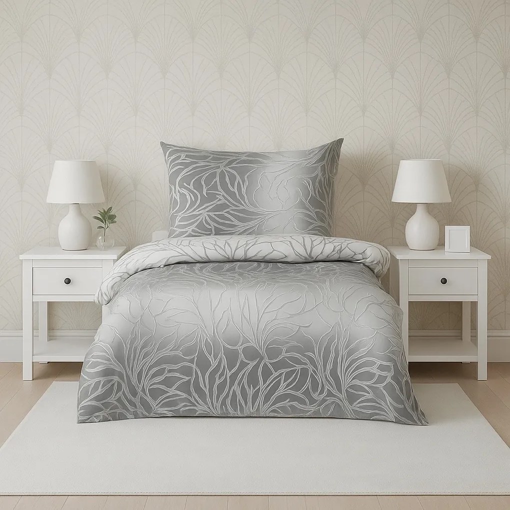 Obliečky bavlnené Fatima Sivá TiaHome - 1x Vankúš 90x70cm, 1x Paplón 140x200cm