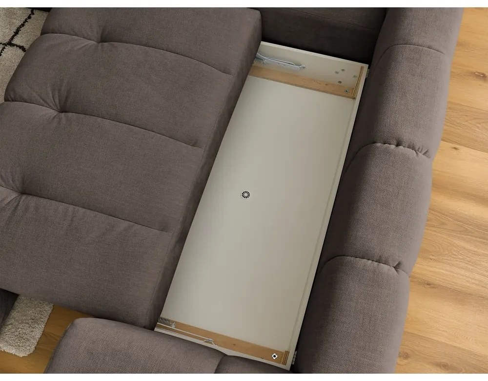 Taupe rozkladacia/s úložným priestorom rohová pohovka (ľavý roh/do L) Fuji – Bobochic Paris