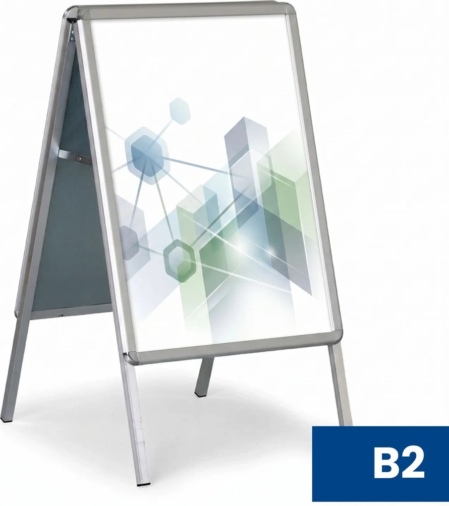 Reklamný A stojan B2, 500 × 700 mm, hliníkový rám