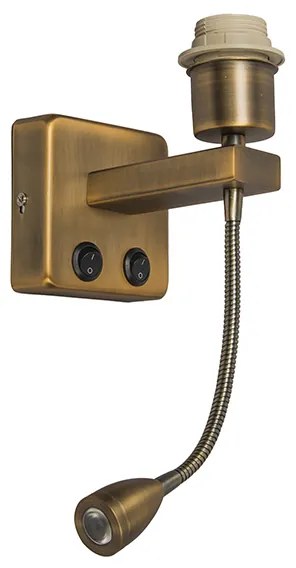 Nástenná lampa bronzová vrátane LED s ramenom na čítanie - Brescia Combi