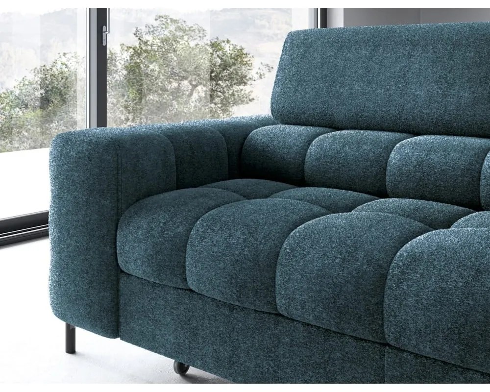 Modrá rozkladacia/s úložným priestorom rohová pohovka z textílie buklé (pravý roh/do L) Ferucce – ELTAP