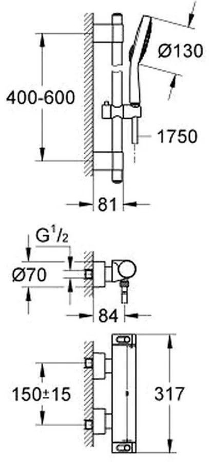 GROHE Grohtherm 2000 - Termostatická sprchová batéria so sprchovou súpravou, chróm 34281001