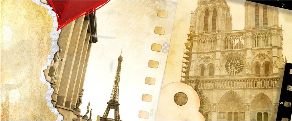 Obraz - Spomienky na Paríž (120x50 cm)