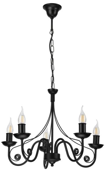 Luster na reťazi DONATO 5xE14/40W/230V čierna