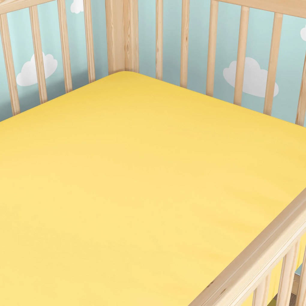 Goldea bavlnená plachta do detskej postieľky - žltá 60 x 120 cm