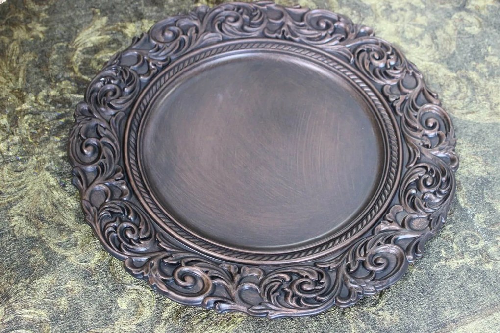 Tmavohnedý matný klubový tanier 36cm