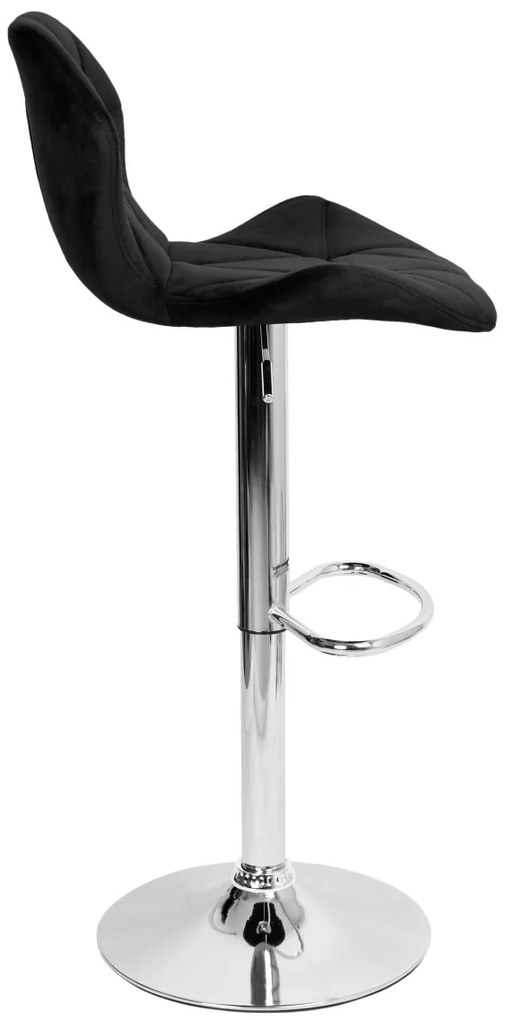 Barová stolička GORDON VELVET čierna/strieborná
