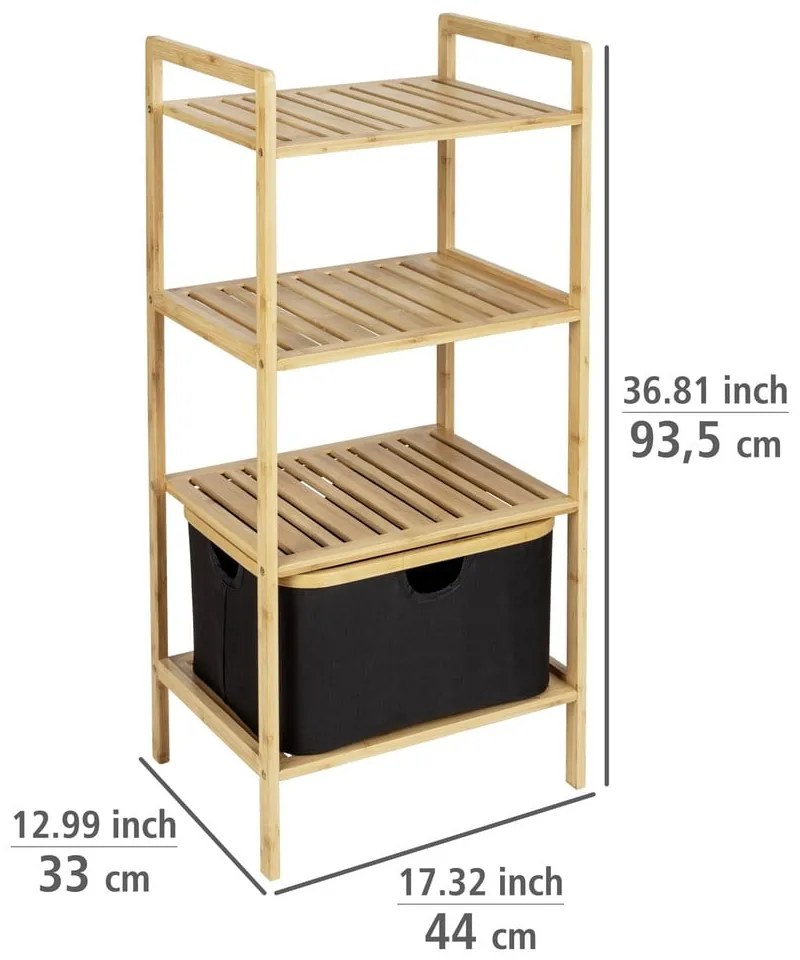Čierny/prírodný bambusový kúpeľňový regál 44x93,5 cm Ecori - Wenko