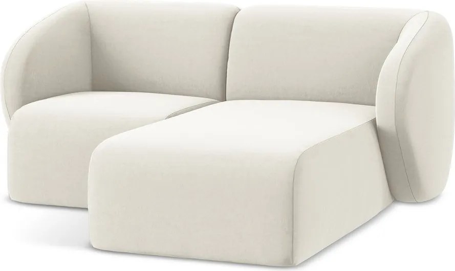 Béžová zamatová rohová pohovka (pravý roh/s leňoškou) Lani – Makamii