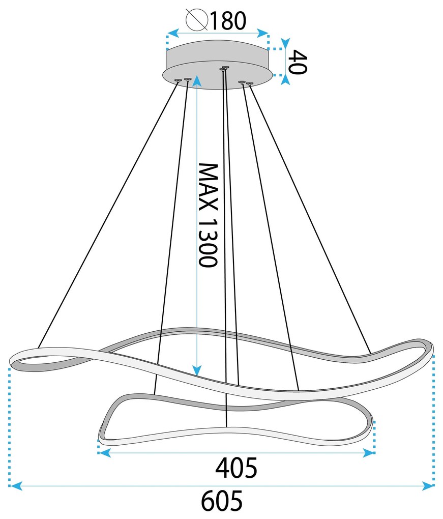 Toolight Toolight, závesná lampa 80cm, 61W, 3000K, LHJ017-CP2, zlatá, OSW-50007