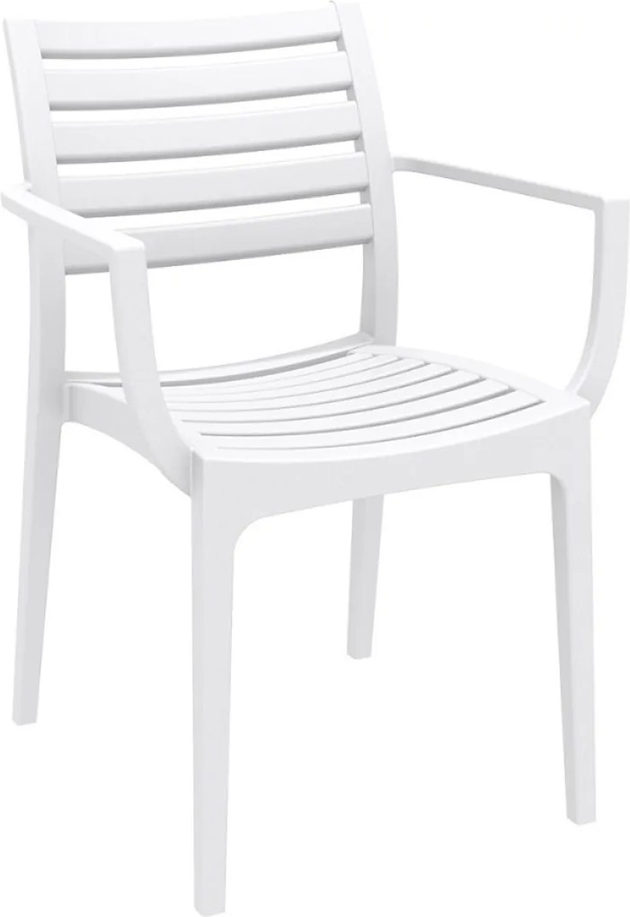 ARTEMIS záhradná stolička s podrúčkami white