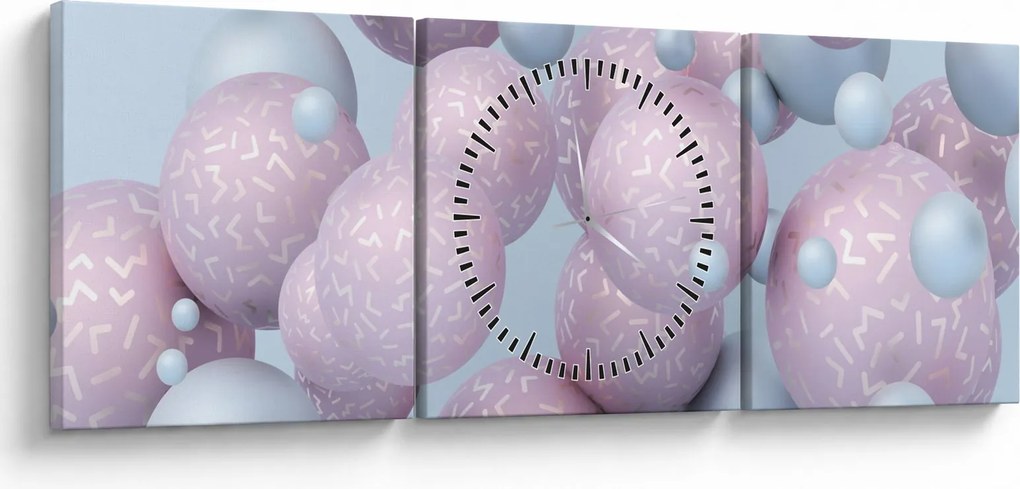 Abstraktný obraz - Pastelové guľa (s hodinami) (90x30 cm)